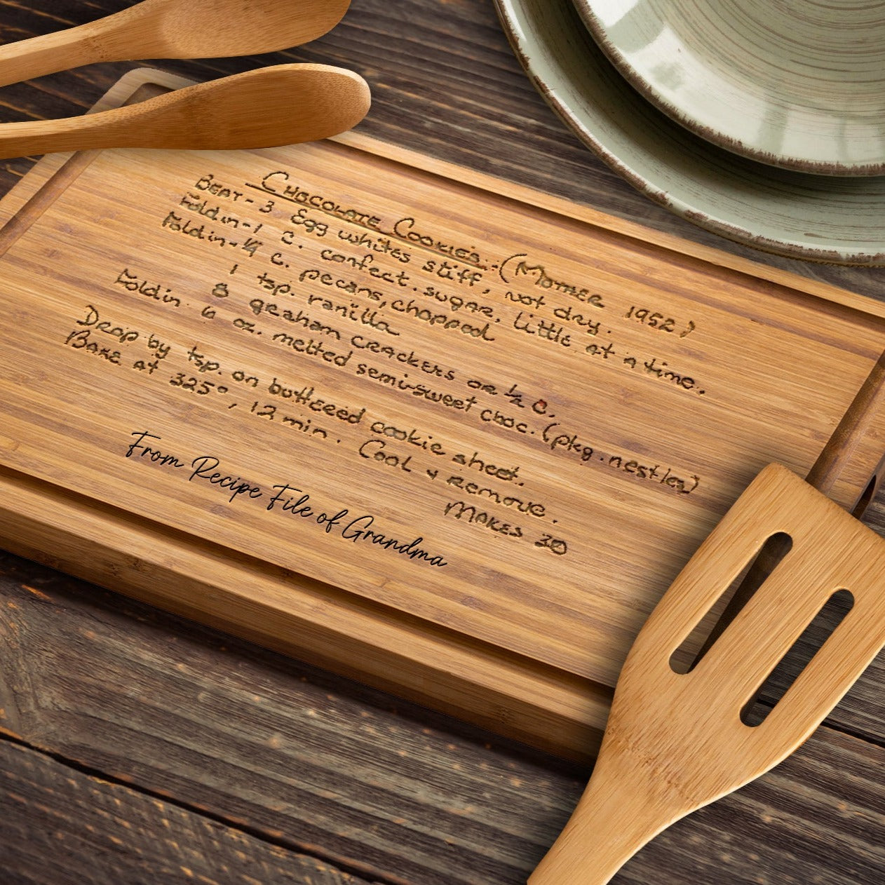 Handwritten Recipe Engraved on Board